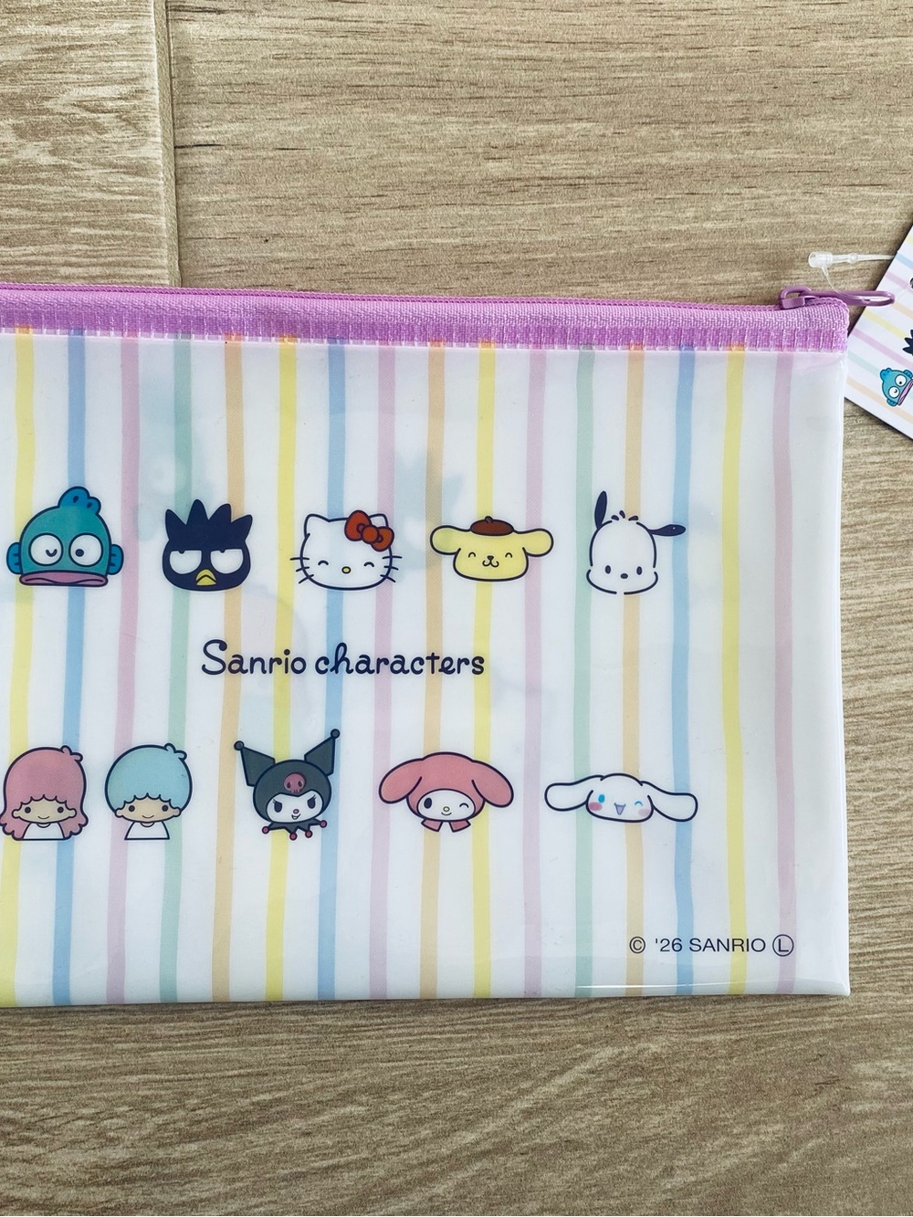 NWT Japanese Sanrio Characters Flat Zipper Pouch Kuromi Hello Kitty Cinnamoroll